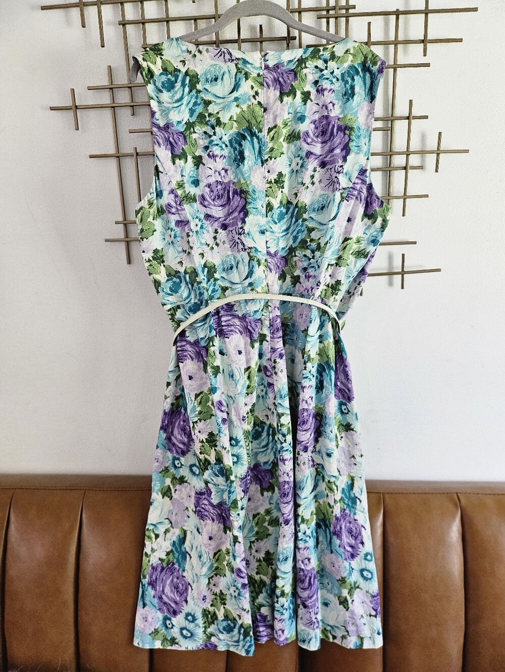 16- Talbots-  Floral Midi Dress in Purple, Teal & Green - Picture 7 of 8